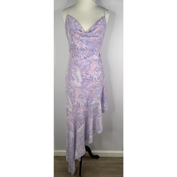 Lovers + Friends Keoni Dress Sz M Asymmetric Hi-Low Backless Dress Purple $238 - Picture 1 of 13